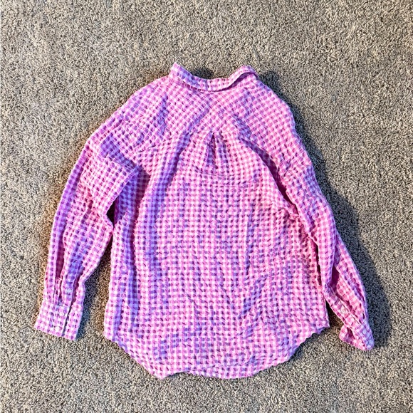 Womens A New Day Plaid Button-Up Shirt Pink White gingham Check Size Medium - Picture 2 of 7